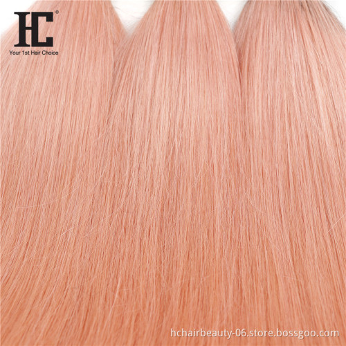 Two Tone 1B/Pink Weaves 100% Human Ombre Malaysian Hair Color Straight  Hair Bundles